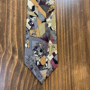 GUY LAROCHE Tie Mens Silk Abstract Geometric 4x57.5 Multicolor Art Pattern Paris